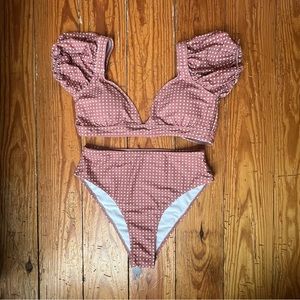 Pink Lily Retro Puff Sleeve Bikini